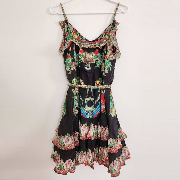 Camilla Dress Toucan Mini Button Down Frill Play Medium b96 - Picture 4 of 16